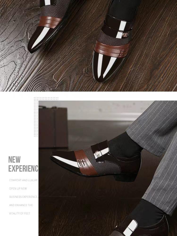 Men's Plus Size Formal Leather Shoes - Korean & British Style in Black