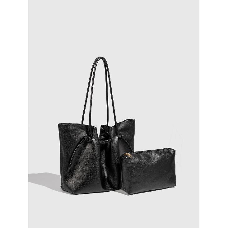 

2025 Осень Зима Высококачественная Текстура Сумка Тоут Коричневая Модная Универсальная Ретро Ремешок На Одно Плечо Сумка Мать-Дочь Большая Сумка для Женщин чёрный