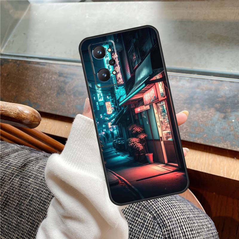 Japanese Night City Aesthetic Case For Realme 11 12 13 14 Pro Plus C53 C55 C51 C25 C63 C61 C65 C67 C71 C75 GT6 GT7 15 Pro