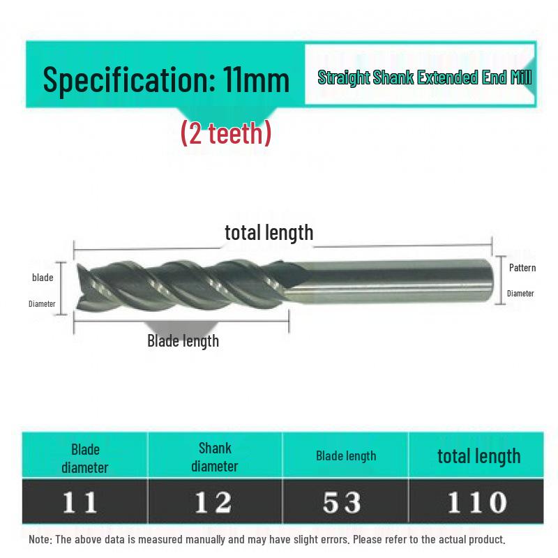 Jinfeng Extended 2-Flute Straight Shank Milling Cutter (3 to 20mm)