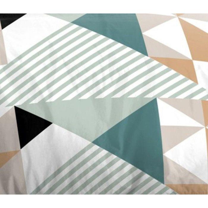 Bettwäsche-Set 4-teilig "Louna" Bett 140 x 190 Geo Türkis Reine Baumwolle