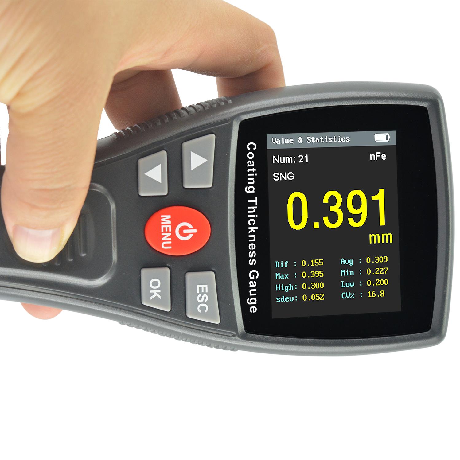 Digital LCD Automobile Film Measurement Range 0-1500um High-Precision Thickness Meter Car Paint Coating Thickness Tester Gauge чёрный
