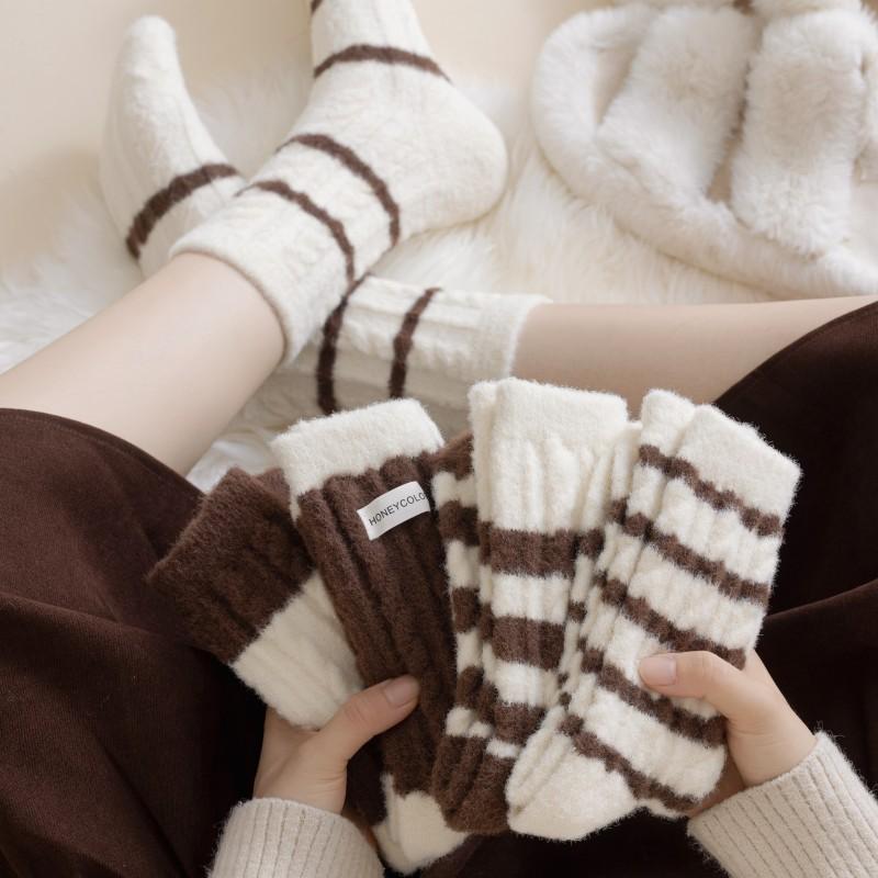 Sock Children's Padded and Thick Mid-calf Socks for Winter and Autumn Sleeping Wear. Winter Warm Coral Fleece Long Socks.