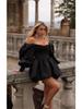 2025 Spring Women's A-Line Dress - One-Shoulder Lantern Sleeve, Elegant Style