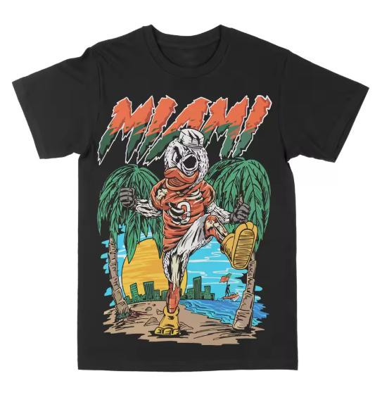 College Sports Mascot Tshirt Men Women Retro Sport Mascot Print Cotton Short Sleeve Loose Oversized Unisex Streetwear Tops