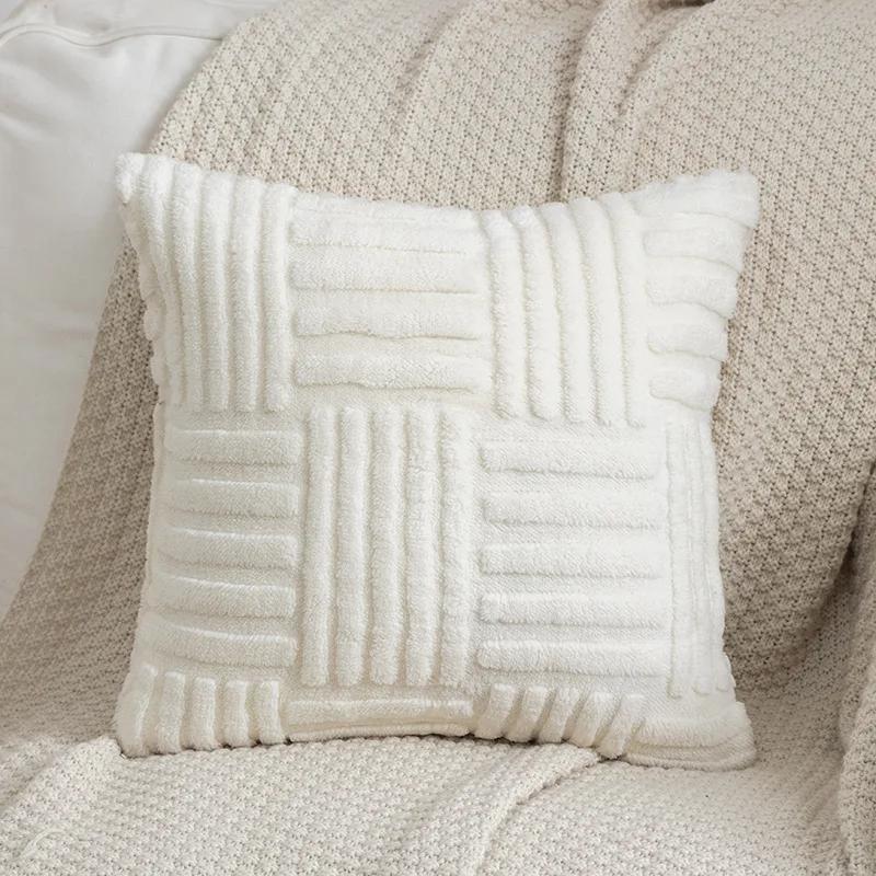 B030 Soft Throw Pillows Woven Plush Falai Pile Pillow Cover Solid Color Sofa Cushion Plain Color Double-sided Pillows