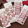 6pcs/set Cute Cartoon Red Hair Clips Sweet Enamel Star Leopard Print Pins for Kids Girls Fashion Hair Accessories for Bangs