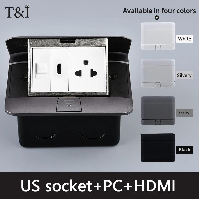 Hidden Ground PLUG Socket,Power Sockets With USB Charge Port,16A Russia Eu FR HDMI Standard POP-UP Floor Outlets 146x120mm