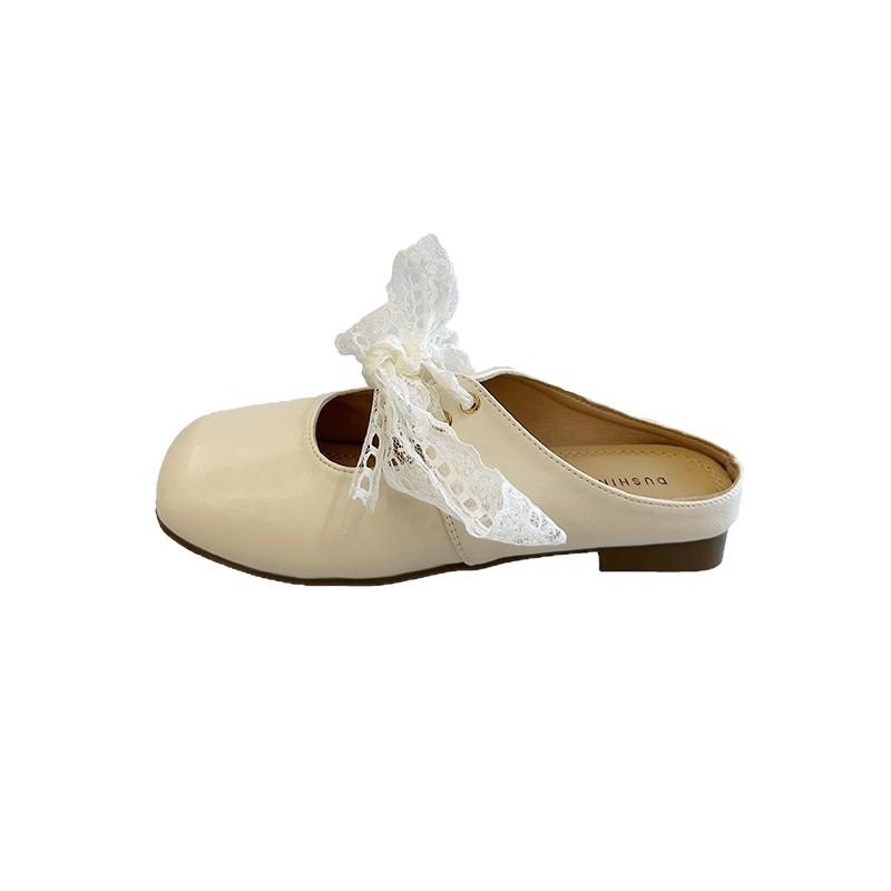 Flat Bottom Soft Bottom Bag Head Half Slippers Women's Outer Wear 2025 New Spring and Summer Cool Slippers Mary Jane Gentle Evening Shoes