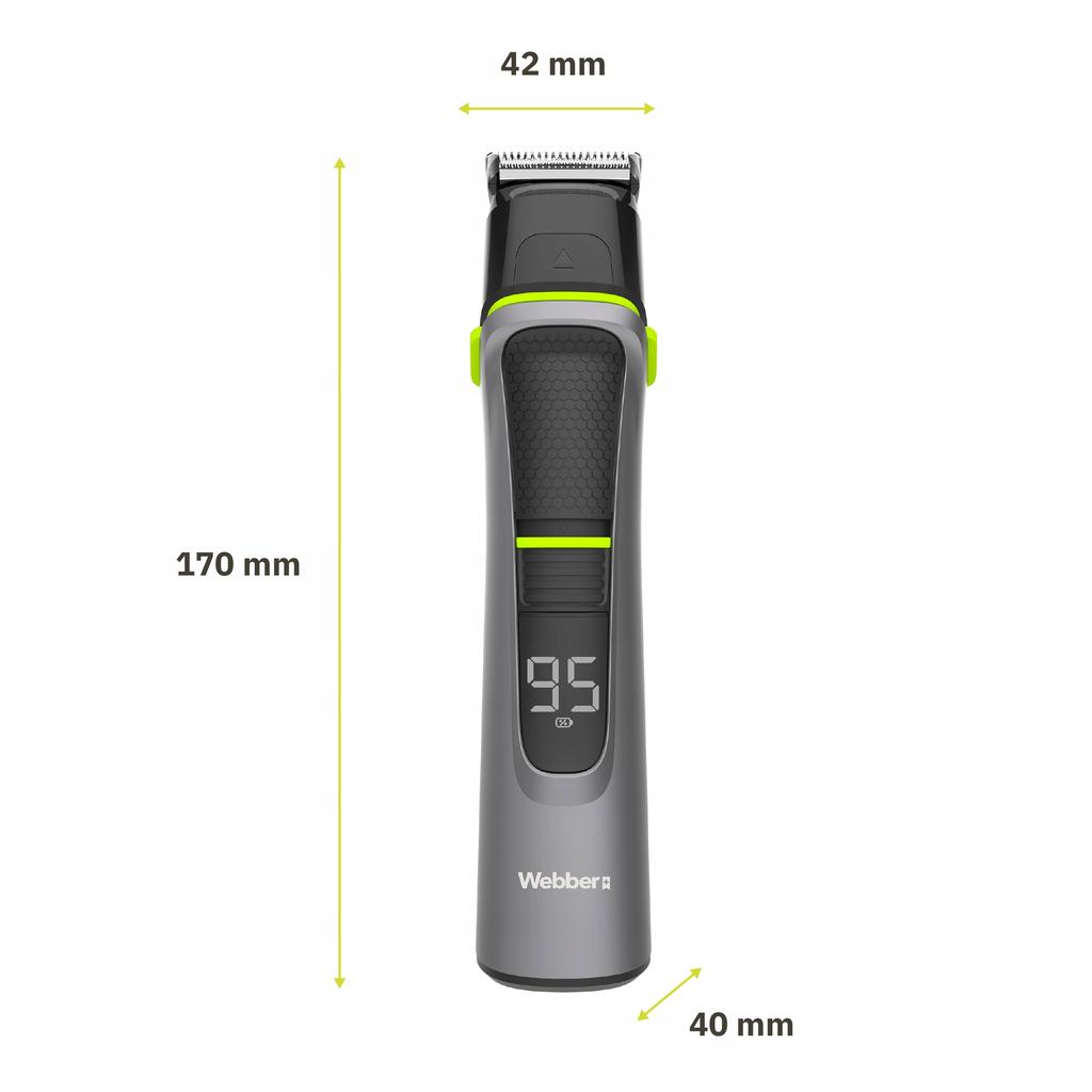 Webber 14-in-1 Men's Trimmer - Shaver + Beard + Hair + Nose Wet&Dry PRO Set