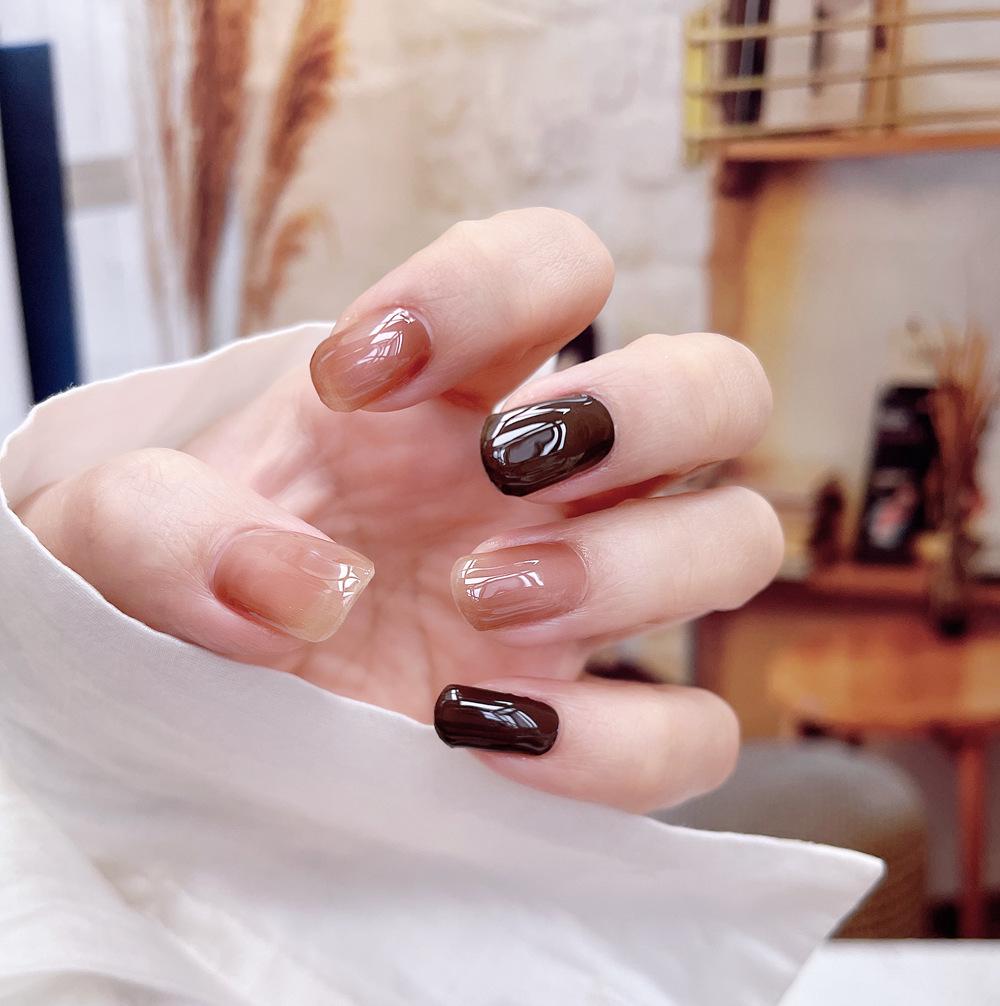Caramel Amber No-Bake Gel Nail Stickers - 19 Adult Wearable Nail Art Sheets L-019 (Mousse)