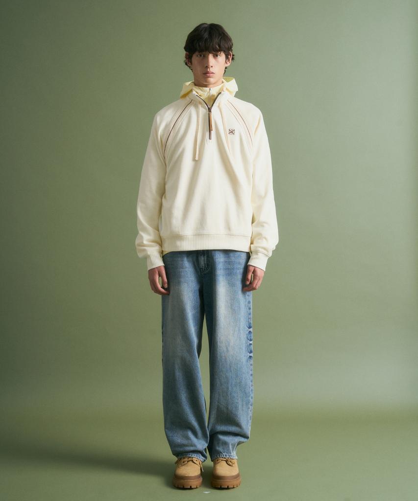 Seteo Lawton Half Zip-Up Sweatshirt Cream