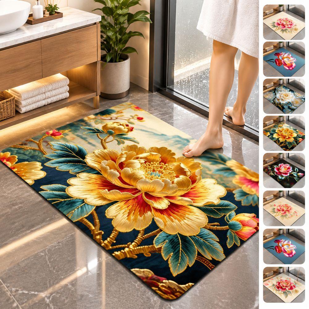 Non-slip Bathroom Floor Mat Soft Blanket Durable Flower Carpet  Home Decoration