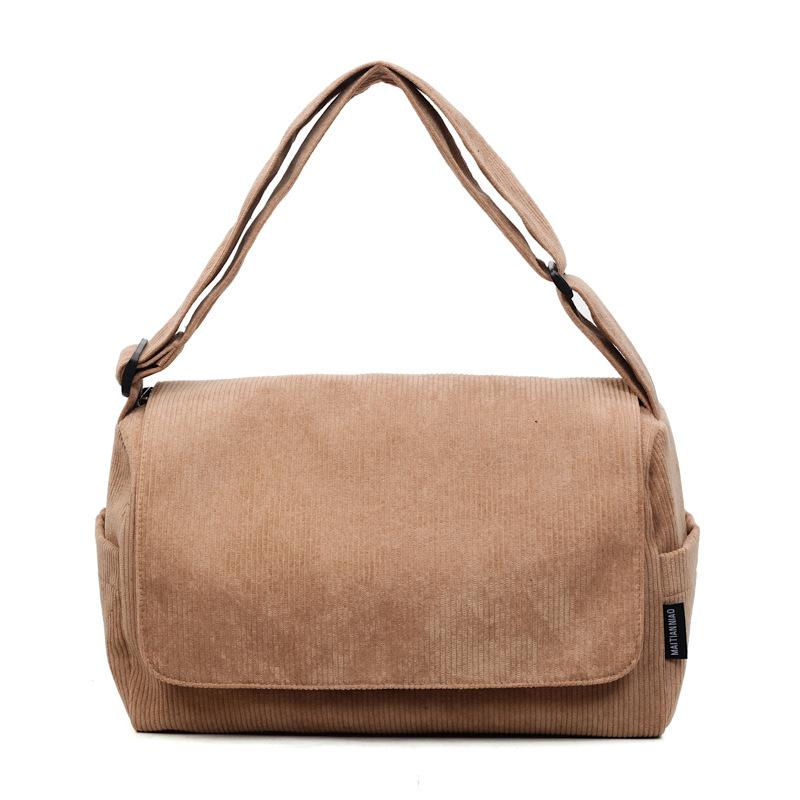 New Corduroy Tote Bag Women's Commuting Large-capacity Student Class Shoulder Handbag Simple Work Messenger Bag