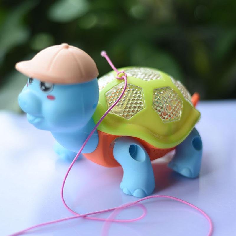 

Children Electric Toy Cartoon Cute Little Turtle Pull-wire Walking Toy With Light Music Small Animal Baby Learning Crawling Toys