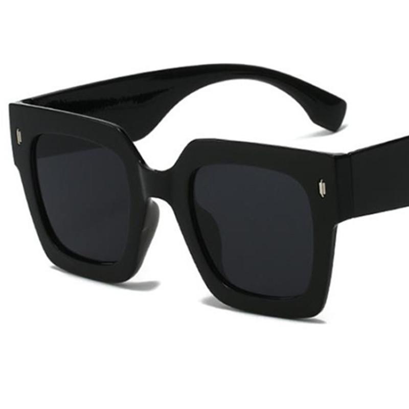 

Fashion Sun Glasses Unisex Anti-UV Spectacles Square Google Oversize Frame Eyeglasses Ornamental Retro Sunglasses as picture чорний