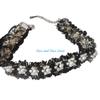 HX6F Small Flower Pearl Collar Necklace Vintage Choker Sweet Cool Necklace Jewelry