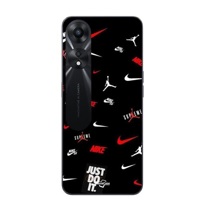 Coque - MANIACASE - Oppo A78 5G - NIKE JORDAN - Souple - Noir/Rouge/Blanc