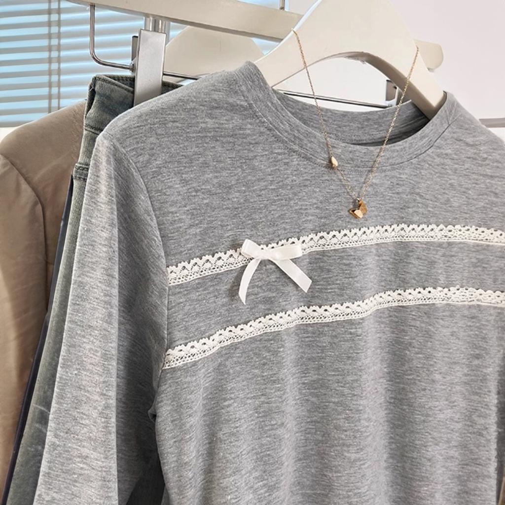 Casual Style Lace Long-sleeved Bottoming Shirt T-shirt Women's Clothing 2025 Autumn and Winter Amazon Independent Site