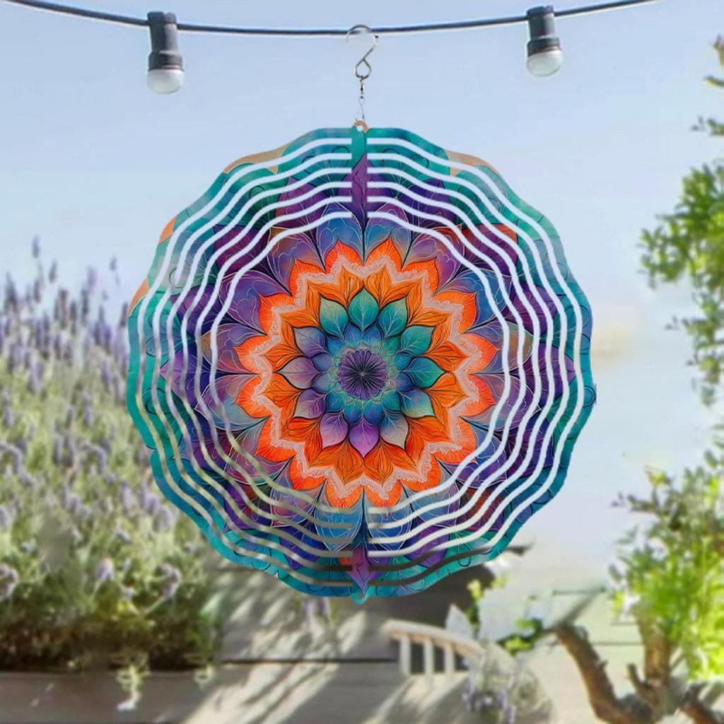 360 Grad Drehendes Metall-Windspiel 25,4 cm Elegante Künstlerische Hängedekoration für Terrasse Garten Hof Frühlings-, Sommer-, Herbst-, Winter-Stil