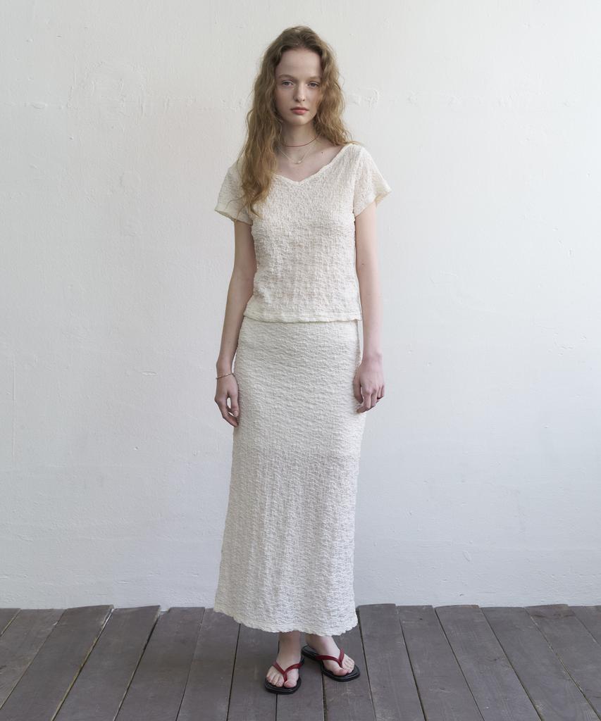 Mosyupamosyu Soft Boucle Long Skirt [Ivory]
