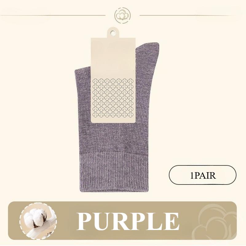 Cotton Solid Color Mid-calf Socks Women's Fall and Winter Stocks Boneless Mid-calf Socks