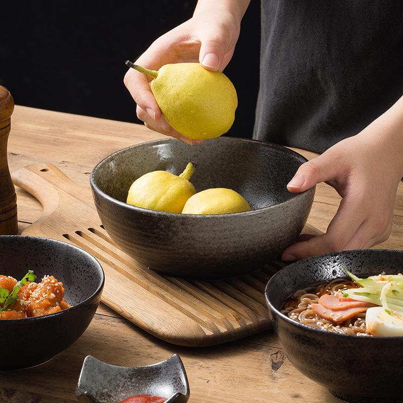 Retro Ceramic Rice Bowl Creative Japanese Ramen Bowl Household Soup Bowl Tableware Noodle Shop Special Good-Looking Small Bowl