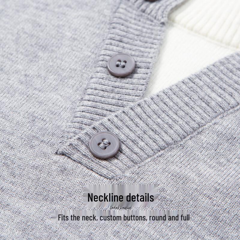 Hodo Men's Luxury Wool Blend Faux Two-Piece Henley Knit Sweater