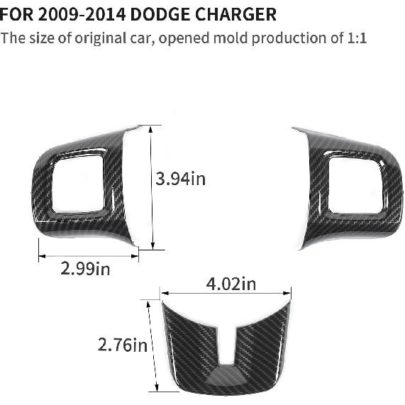 Linskip Steering Wheel Trim Compatible with Dodge Charger/Challenger/Durango/Dart 2009-2014 & Journey 2013-2022, Steering Wheel Cover for Charger