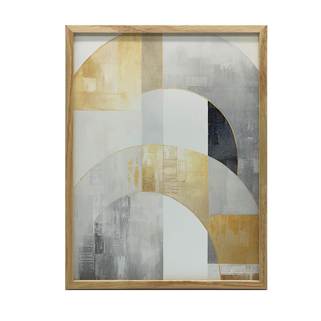 Złota Symetria: Art Deco W Abstrakcji Złota Symetria: Art Deco W Abstrakcji, 30X40 Cm, Rama Drewniana Jasny Dąb, Papier Matowy 230 Gsm
