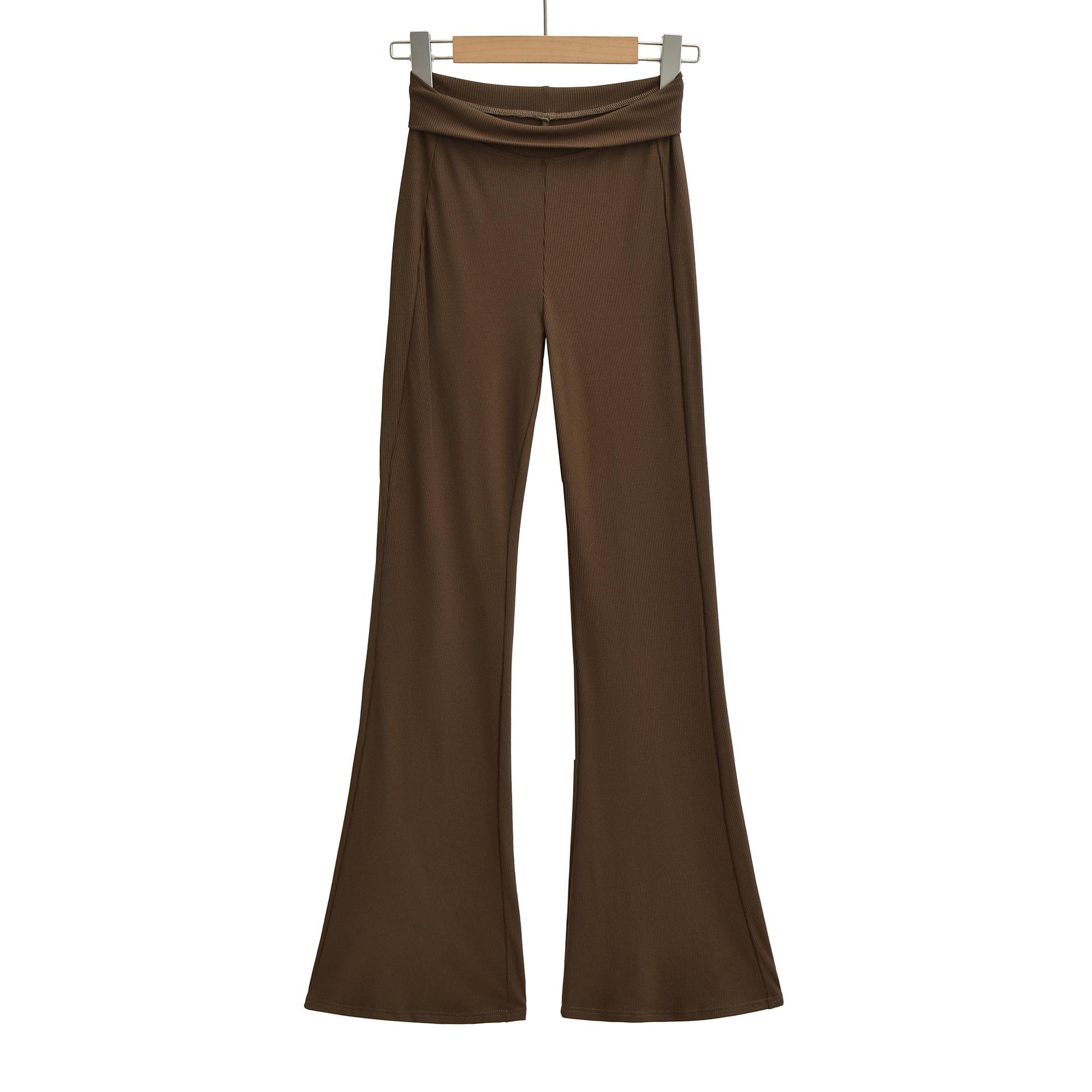 

Women s High-Waisted Micro-Flare Yoga Pants with Slimming Bell Bottoms - Lightweight Spring Sport Sweatpants Small кофейный