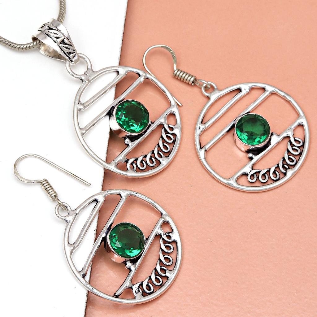 Diopside Set Chrome Gemstone Jewelry  18-20'' Necklace Pendant Ethnic