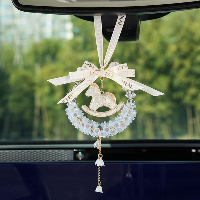 Car pendant new rearview mirror decorative car hanging creative lily of the valley pony car pendant pendant