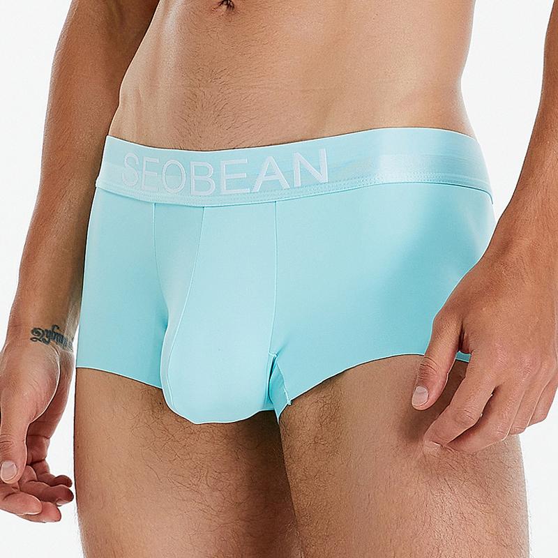Male Sexy Ice Silk Panties Men Solid Color Boxers Underwear Low Waist Comfortable Man Boxer Shorts Underpants