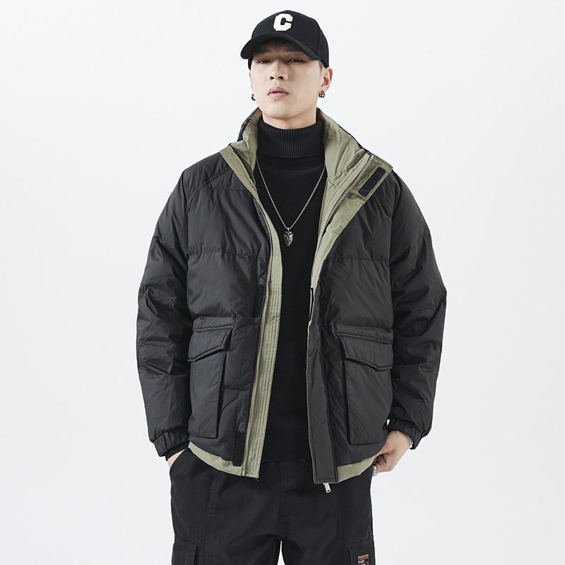 

Men s Loose Fit Down Jacket - Stand Collar, Thick & Warm Puffer, 90% Down, Plus Size, Winter Outerwear for Couples. M fits 110-130 jin