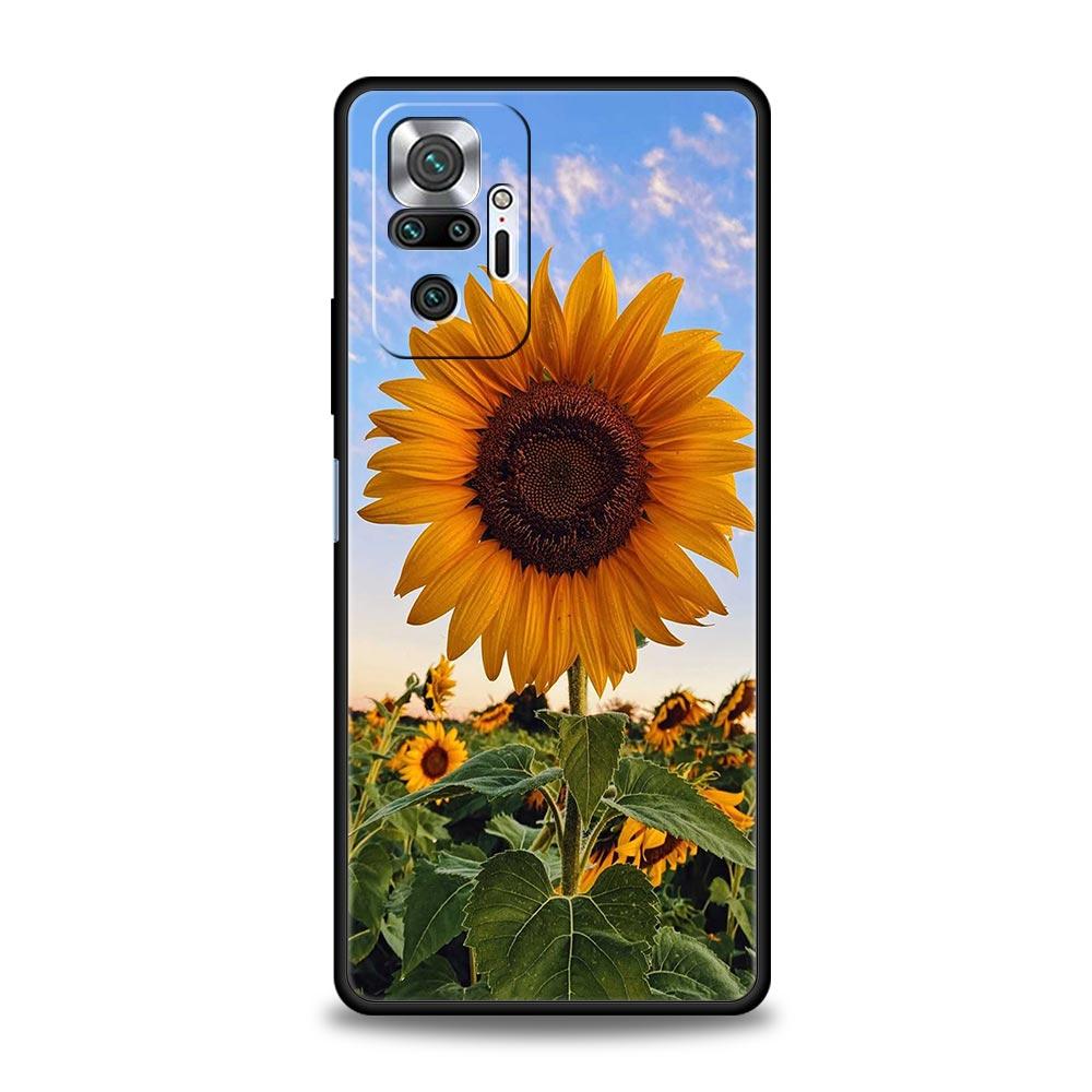 Beautiful Yellow Sunflower Phone Case For Xiaomi Redmi Note 14 13 5G 10 11 12 Pro Plus 4G 14C 13C 12C 10C Black Cover