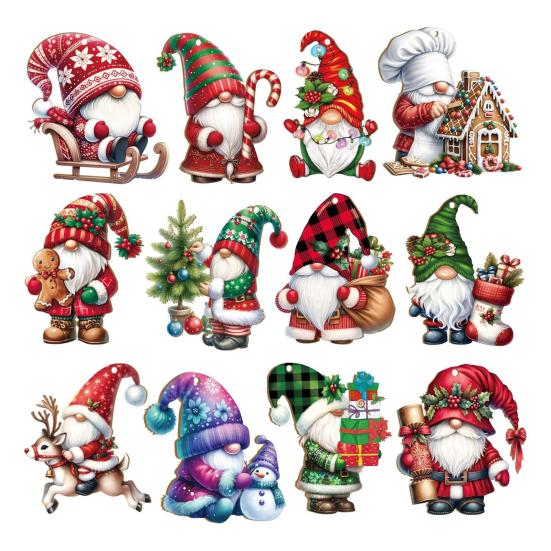 Christmas Gnome Ornaments Wooden Gnome Elf Hanging Decoration Cute Dwarf Doll Xmas Tree Pendant for Holiday Home Party Decor