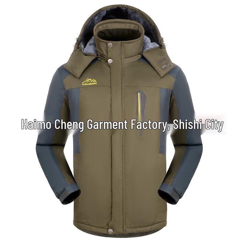 Men's Plus Size Hooded Winter Jacket: Thickened Velvet, Warm Cotton Coat for Outdoor Mountaineering