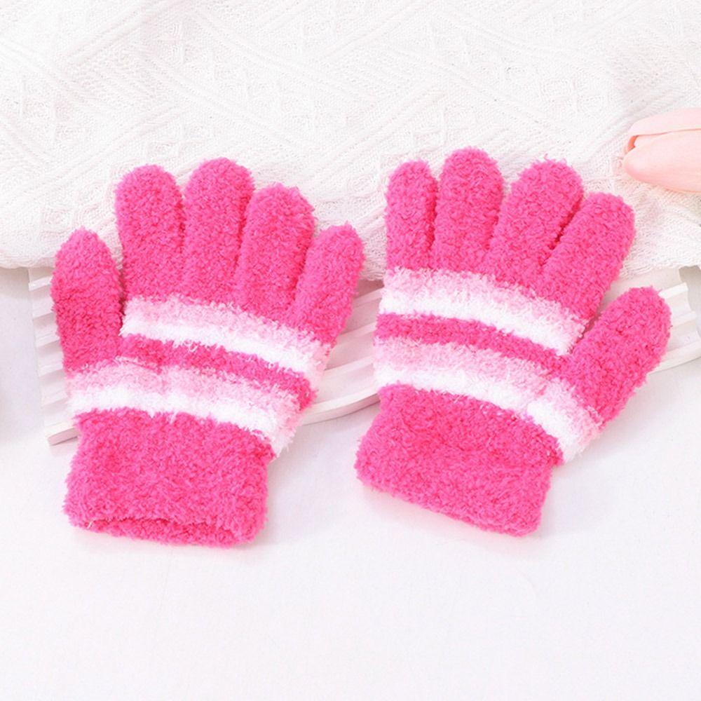 Cute Warm Kids Winter Gloves Windproof Full Finger Children Mittens Elastic Candy Color Baby Gloves for 6-9 Years Old Outdoor