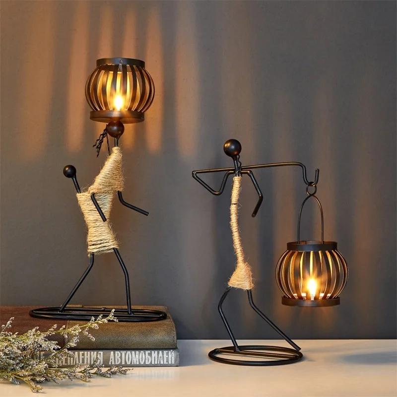 Creative Candlestick Party Wedding CenterpicesVintage Candle Holders Home Decoration Metal People Model Candelabros Decorative
