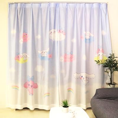 Sanrio Cinnamoroll Lace Curtains Connecting Art Set of Cute Sanrio Cinnamon Morishita Makura (Eba Pattern, Single-Panel Curtains), 100x176cm,
