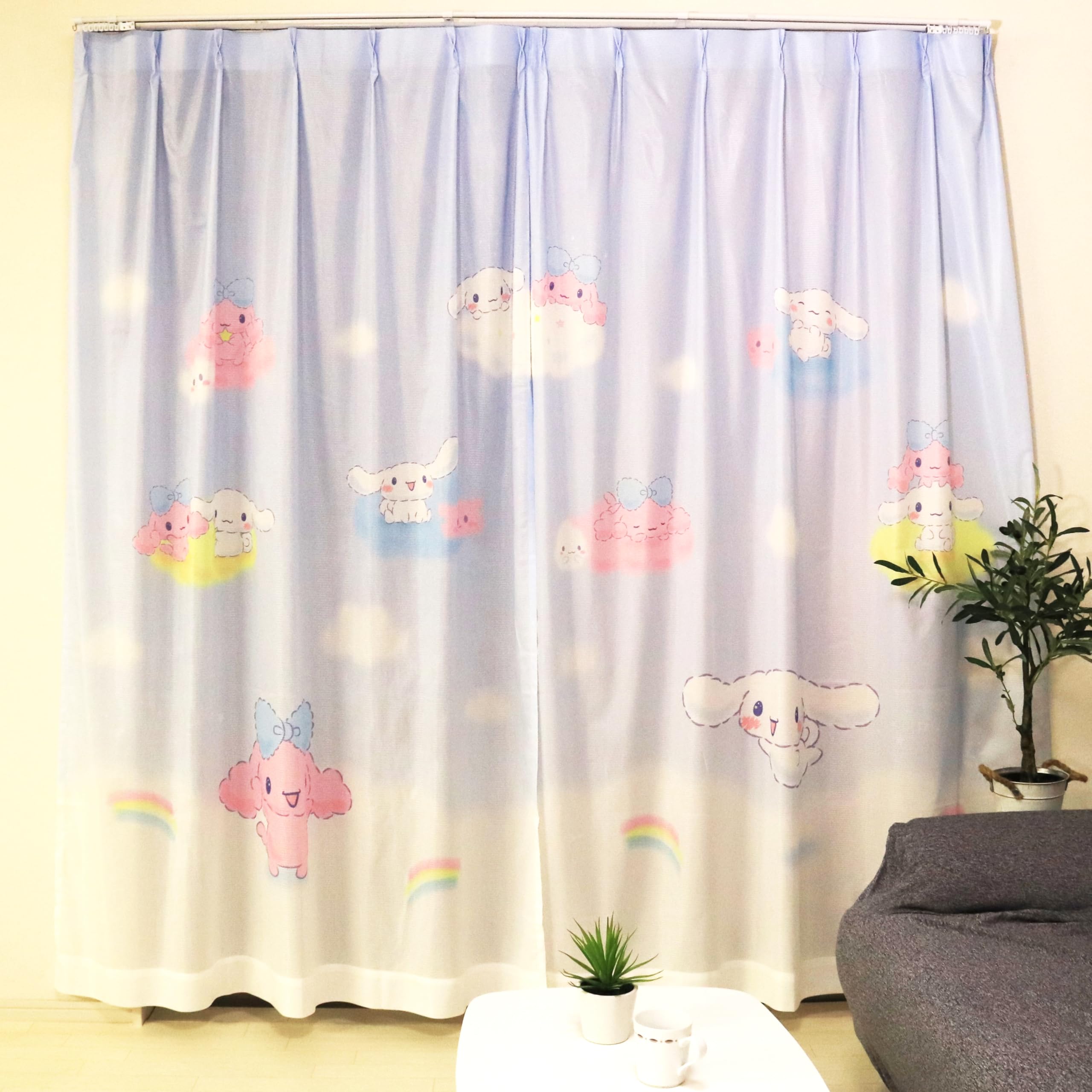 MORIPiLO Sanrio Кролик Синнаморолл Кружевные Шторы Соединяющий Набор Искусства Милый Санрио Синнамон Морисита Макура (Узор «Эба», Однопанельные шторы), 100x108см,