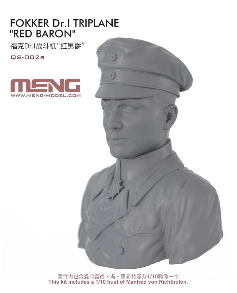 Meng Model German Air Force Fokker 1 Fighter Plastic Model with Resin Bust Figure First Order Limited 1/32 Dr. "Red Baron" (Manufacturer's Edition)