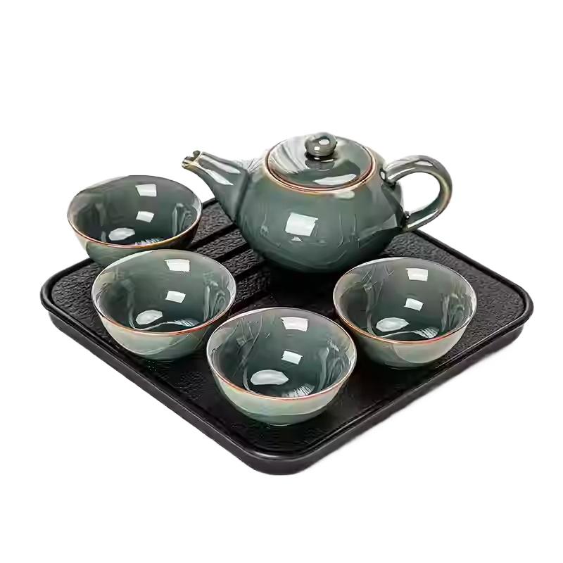 Kung Fu Tea Set Home One Pot Two Cups Tea Plate Small Ceramic Teapot Teacups Hotel Personal Small Sets Traveling