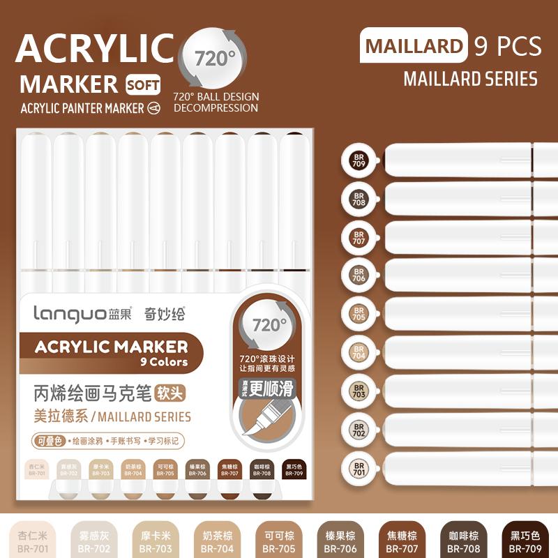 9 Farben/Set Bunte Acrylfarbe Kunstmarker Stift DIY Graffiti Zeichenstifte Für Notizbuch Tagebuch Schreiben Malen Schreibwaren