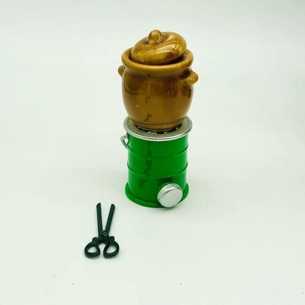Dollhouse Miniature Pharmacy Set with Clay Food, Pot, Stove, Medicine Cabinet, Bowls & Chopsticks