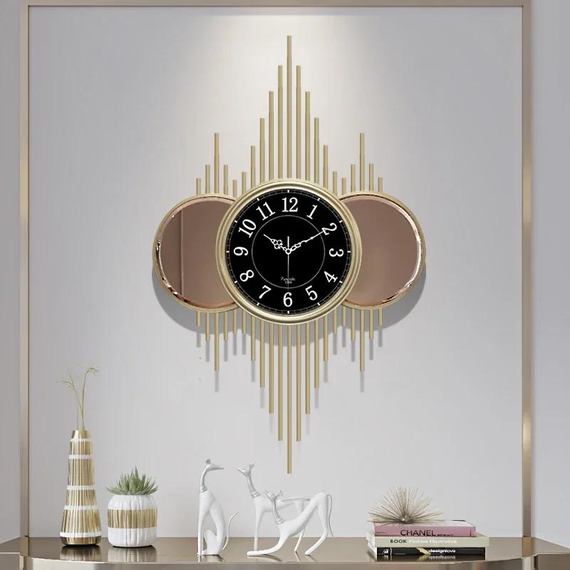 Large American wall clock household wall watch personality art fashion atmosphere living room clock decoration mute clock I5X8U3