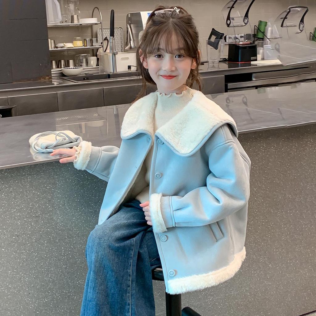 Girls' Lambswool Fleece Lined Coat - 2025 Autumn/Winter Collection