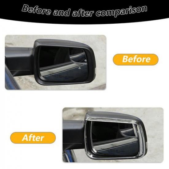 For -2024 Dodge RAM 1500 ABS Chrome Side Mirror Rain Eyebrow Cover Trim 2PCS