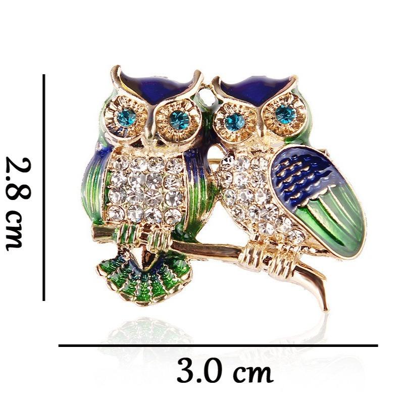 Trendy Double Owl Brooches Rhinestone Brooch Badge Pin Bird Animal Party Casual Suit Decoration Badge For Women Corsage Gifts